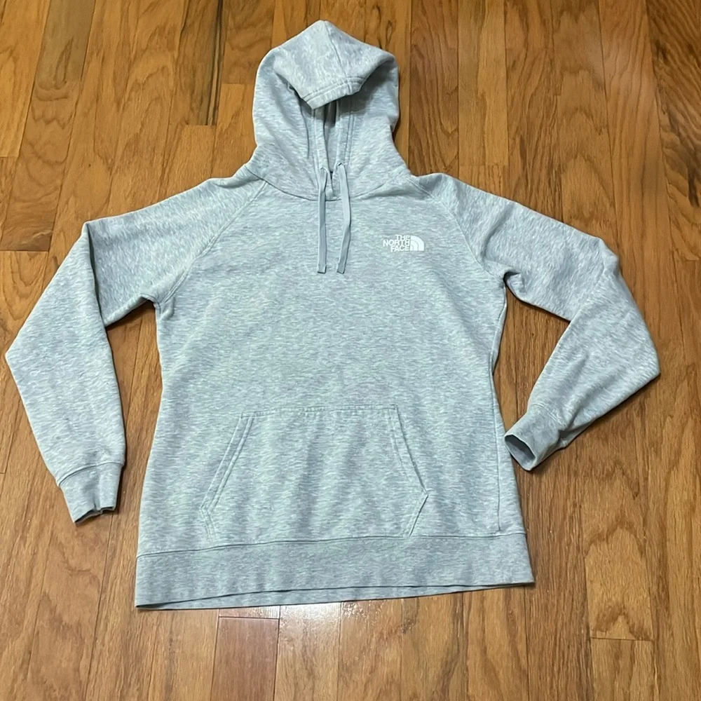 The North Face Women’s Grey Hoodie Size Large Kangaroo Pocket - Picture 1 of 15